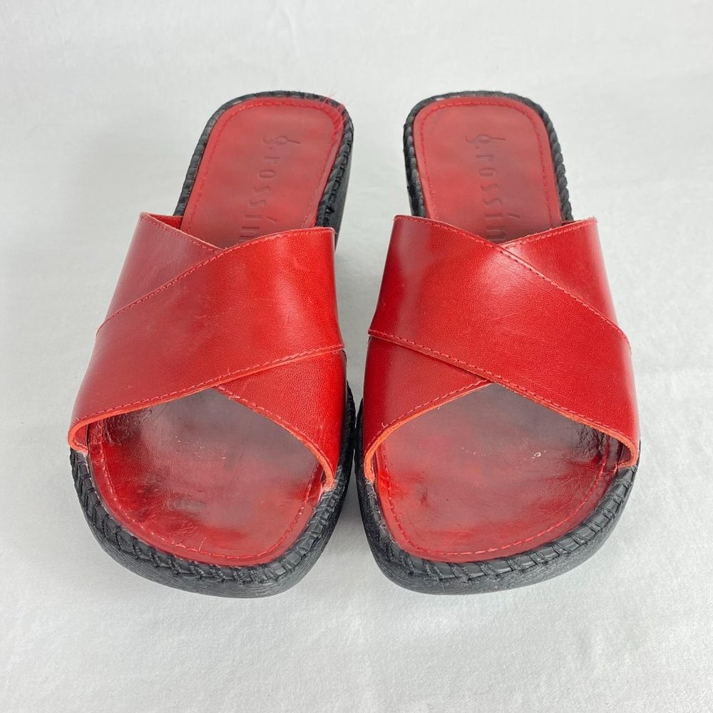 . Rossn Deep Red Platform Wedge Slides 39 - image 2